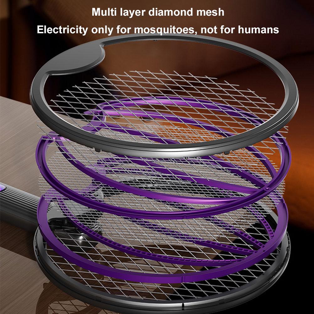 Foldable Electric Fly Swatter Rechargeable Mosquito Swatter Safe Fly Killer and Mosquito Trap Lamp for Home Indoor Outdoor
