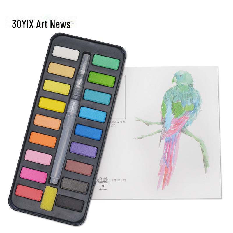 

Набір акварельних фарб - 12 і 24 однотонних кольори для живопису, мистецтва, гуаші, ручного розпису та графіті. 18 colors чорний