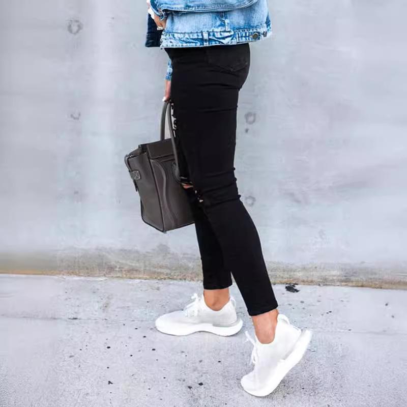 High Waist Slim Fit Black Women's Elastic Jeans
