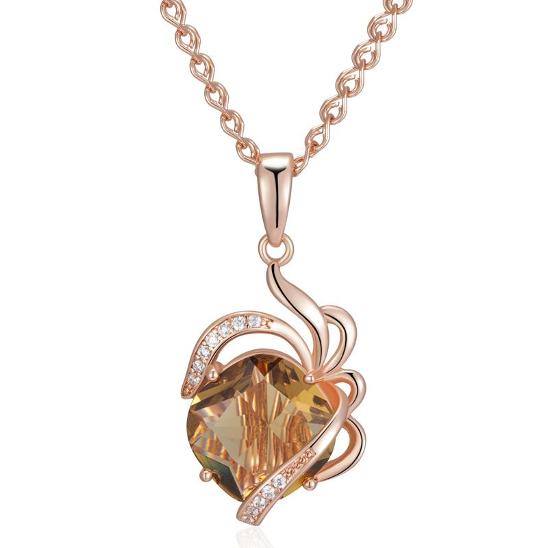 

Коричневий натуральний цирконієвий кулон-намисто для жінок Унікальна кристалічна квітка Колір рожевого золота Високоякісна повсякденна прикраса