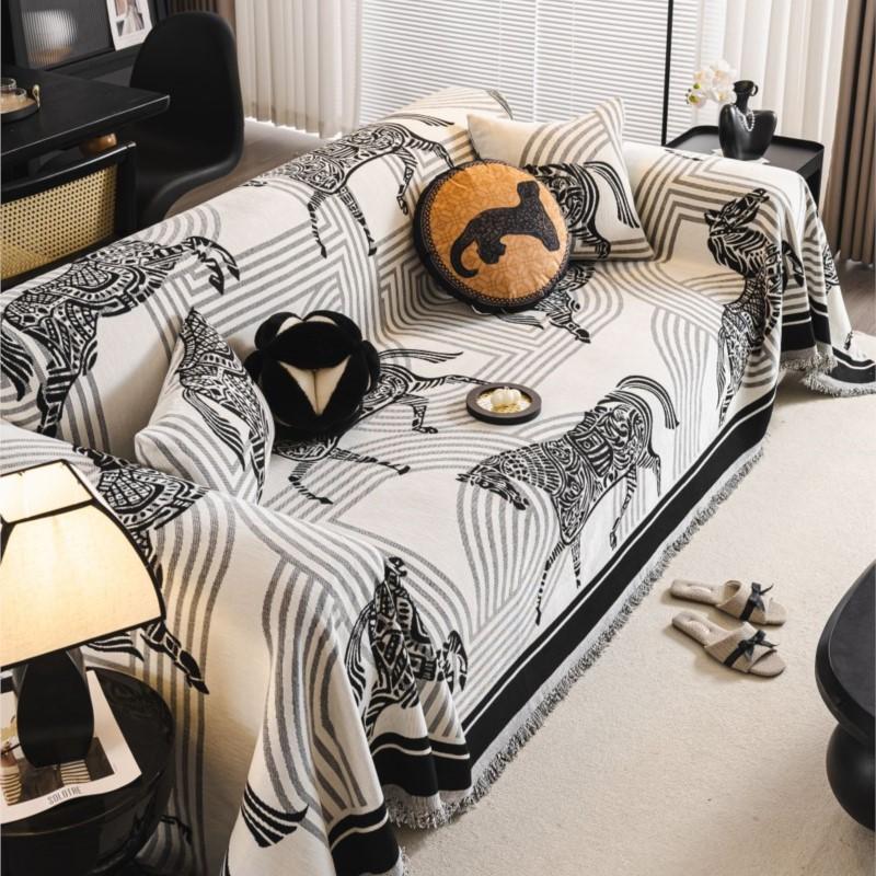 Funda Sofa Hjem Chenille Horse Print Sofamatte Dynepledd Helårs Camping Piknik Dekken Sofatrekk Høst