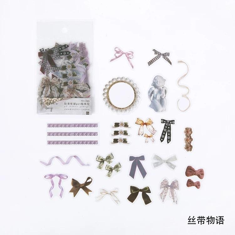 40pcs/bag Vintage Ginkgo Leaves Flowers PET Sticker Package DIY Diary Decoration Sticker Album Scrapbooking