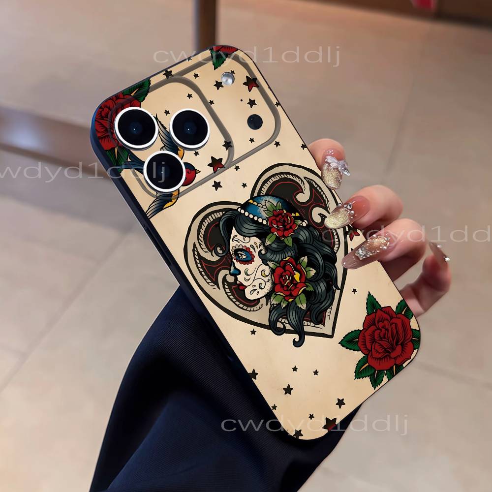 Mexican Catrina Skull Girls Phone Case For iPhone 17,16,15,11,12,14,13 Pro Max Mini XS,XR,7 Plus 16E Air Soft Covers Fundas