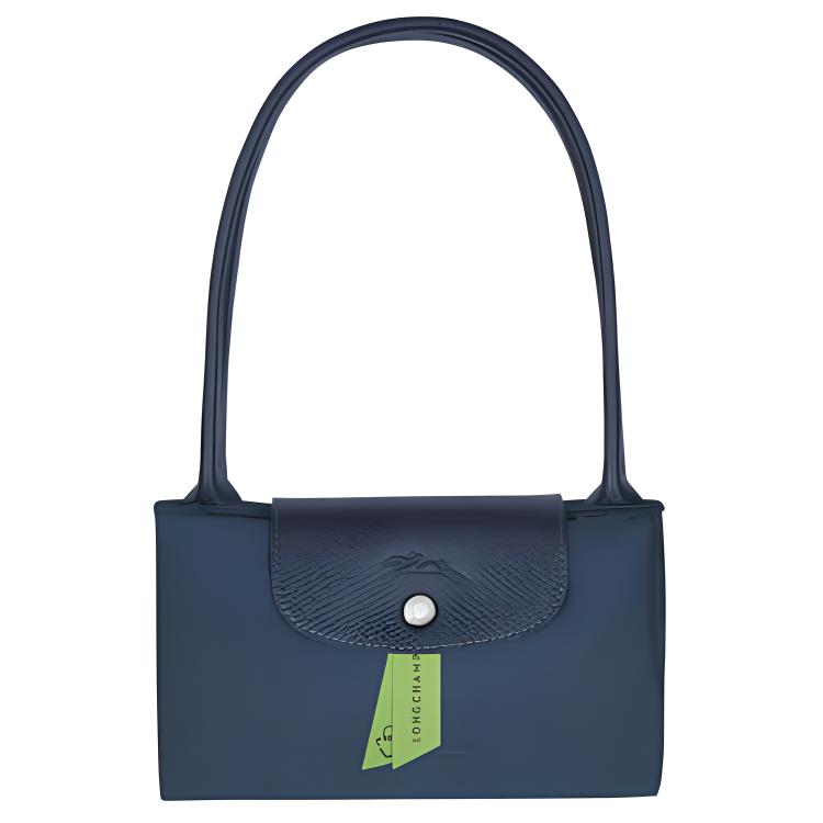 Longchamp Le Pliage Mode Lässig Faltbare Tasche Klappenverschluss Leder Umhängetasche Damen Taschen Dunkelblau 2605919P57