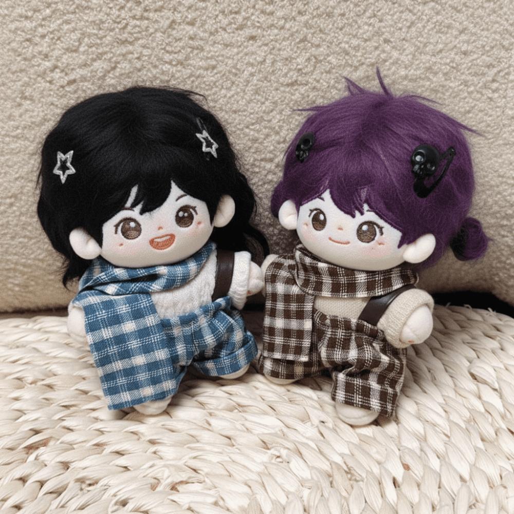 1 set Uniform 10cm Cotton Doll Clothes Plaid Overall Doll Dress Up Set  Children's Gift