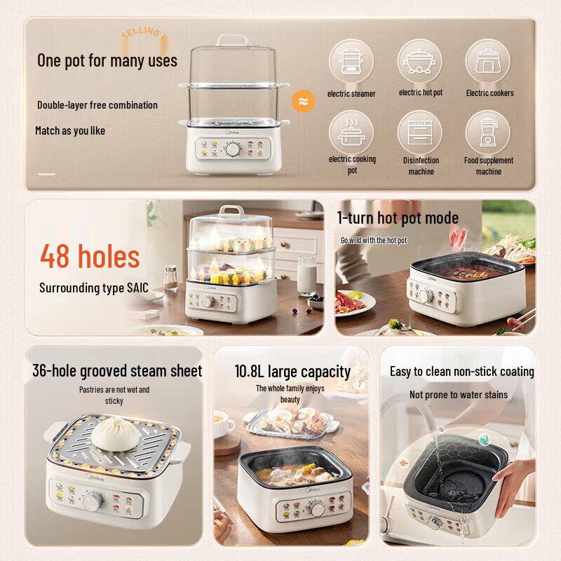 Midea Multi-functional Electric Steamer CN Plug (adapter Included)