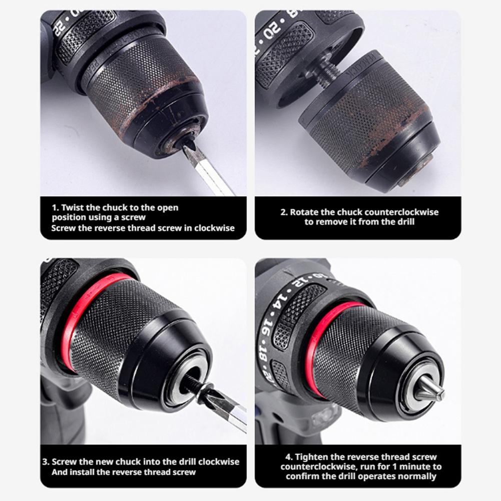 Metal Keyless Drill Chuck 0.8-10mm 2-13mm 3Jaw Ratchet Self-Lock for Electric Hand Cordless & Lithium Drill