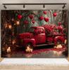 Valentine's Day Backgrounds For Photographs Red Car Love Heart Balloons Rose Flower Candle Romantic Wedding Decor Photo Backdrop