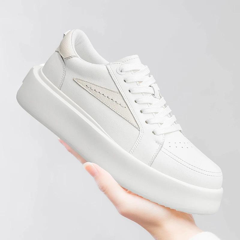 Fashion Summer Fashion Genuine Leather Men Thick Bottom Shoes Casual Outdoor Antiskid Walking Sneakers Board Flat Designer Board Shoes