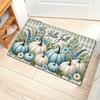 Flannel Thickness Mat - 1pc Door Mat, Thanksgiving Pumpkin and Text Pattern Printed Non-Slip Mats, Comfortable Floor