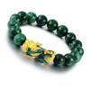 Stretchable Elastic New Blessing Jewelry Amulet Feng Shui Bracelet Bead Wristbands Green Obsidian Bangle Golden Pixiu Bracelet