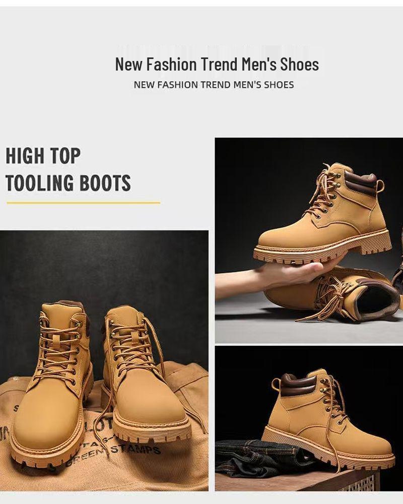 Men's 2025 Autumn High-Top Retro Yellow Martin Boots - Versatile Casual British Style.