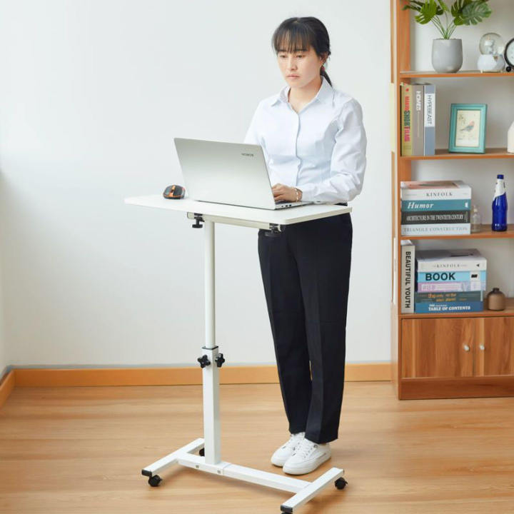 Adjustable Bedside Laptop Table With Wheels Foldable Mobile Computer Desk Small Table Study Desk Simple Lazy Wood Bed Side Table Sofa Side Table