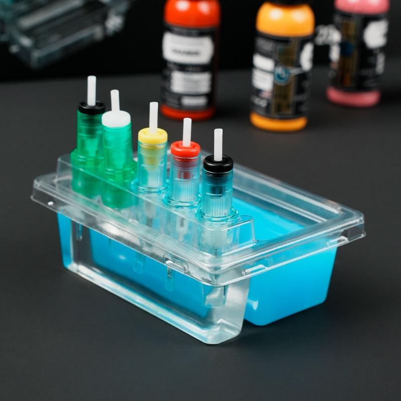 20 Pcs Tattoo Needles Stand Waterproof Ink Cartridge Needle Holder Placement Rack Disposable Washing Cup Clean Double Layer