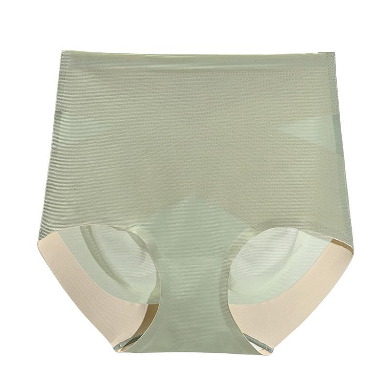 Plus Size Ladies Summer Thin Ice Silk Belly Lift Hip Breathable Antibacterial No Trace High Waist Briefs