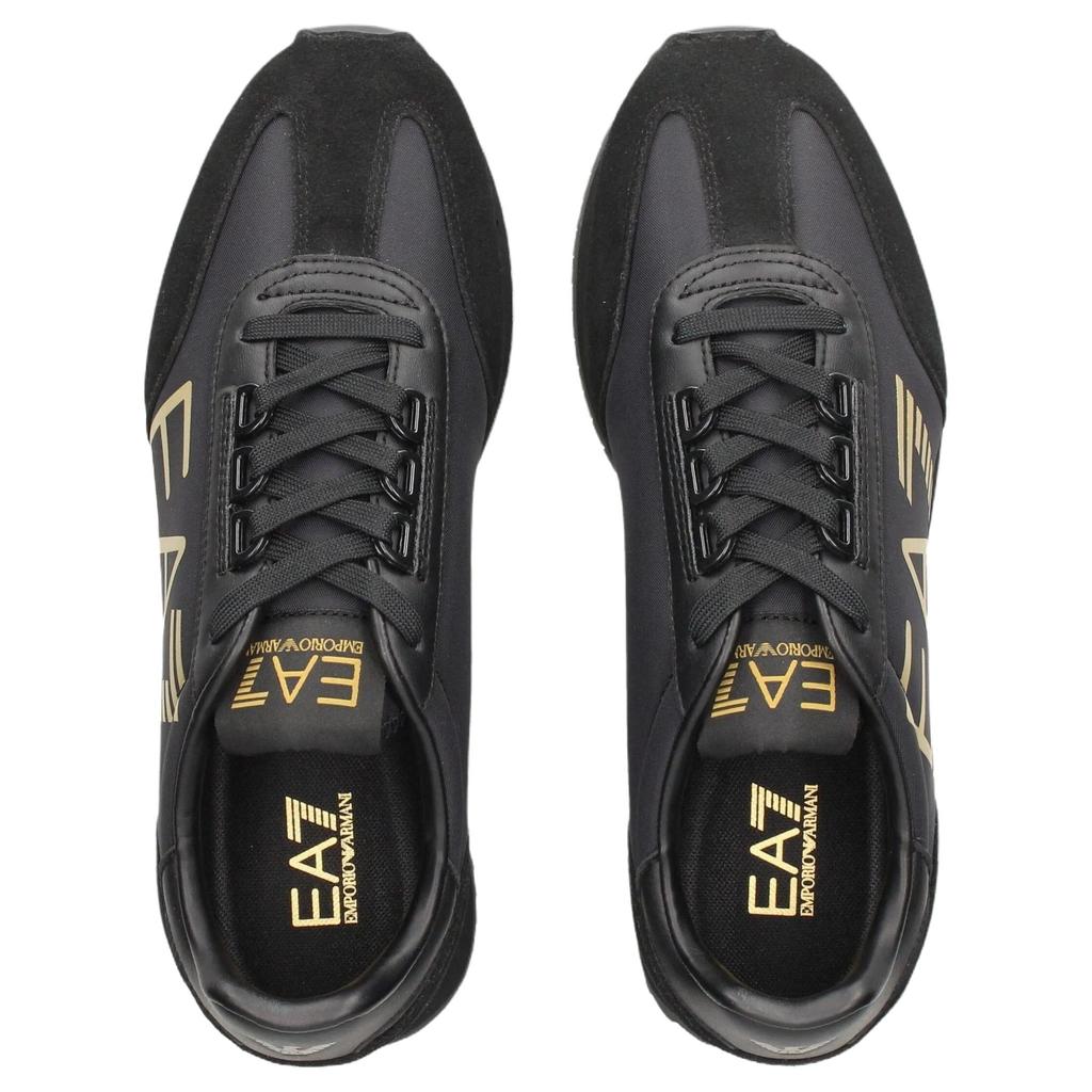 Emporio Armani EA7 Dettaglio Logo in Pelle Punta Tonda Allacciatura Scarpe Basse Casual Unisex Scarpe Casual Nere 7X000541AF18609MZ177