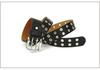 Unisex Leather Eyelet Buckle Belt with Rivet Detail - European & American Style Trend