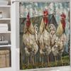 6style 4Pcs Bathroom Shower Curtain Set Chicken Farmhouse Bathroom Curtain With 12 Hooks Non Slip Rugs Toilet Cover Mat Bathroom Partition