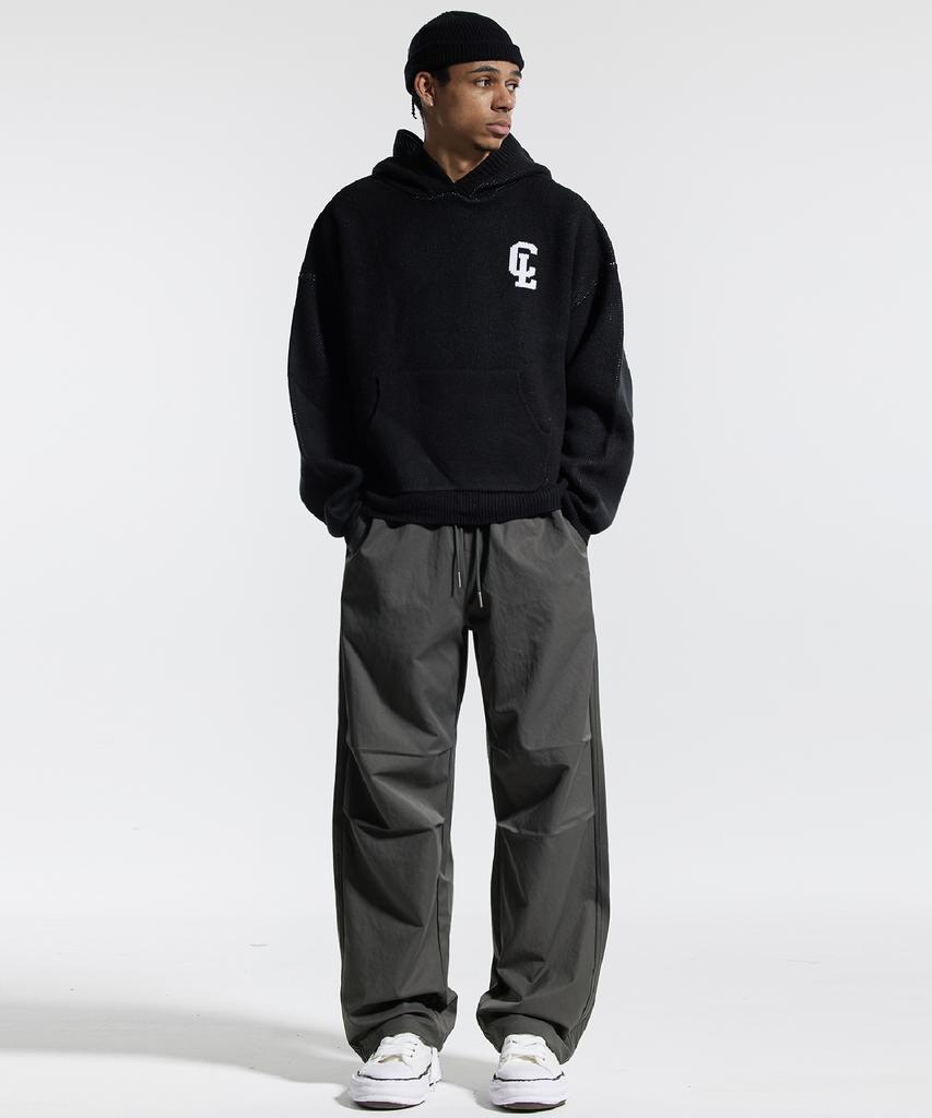 CREAM SODA LAB Cl Washed Graphic Jacquard Hoodie Knit Black