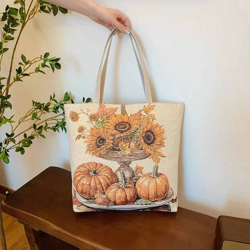 Vintage Embroidery Women's Bags Large Capacity Ethnic Style Commuter Shoulder Bag Ladies Cotton Linen Tote Shopping Bag