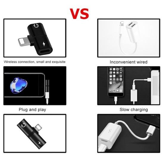 Mini Portable 8Pin Headphone Jack Adapter Charge Audio Converter for iPhone