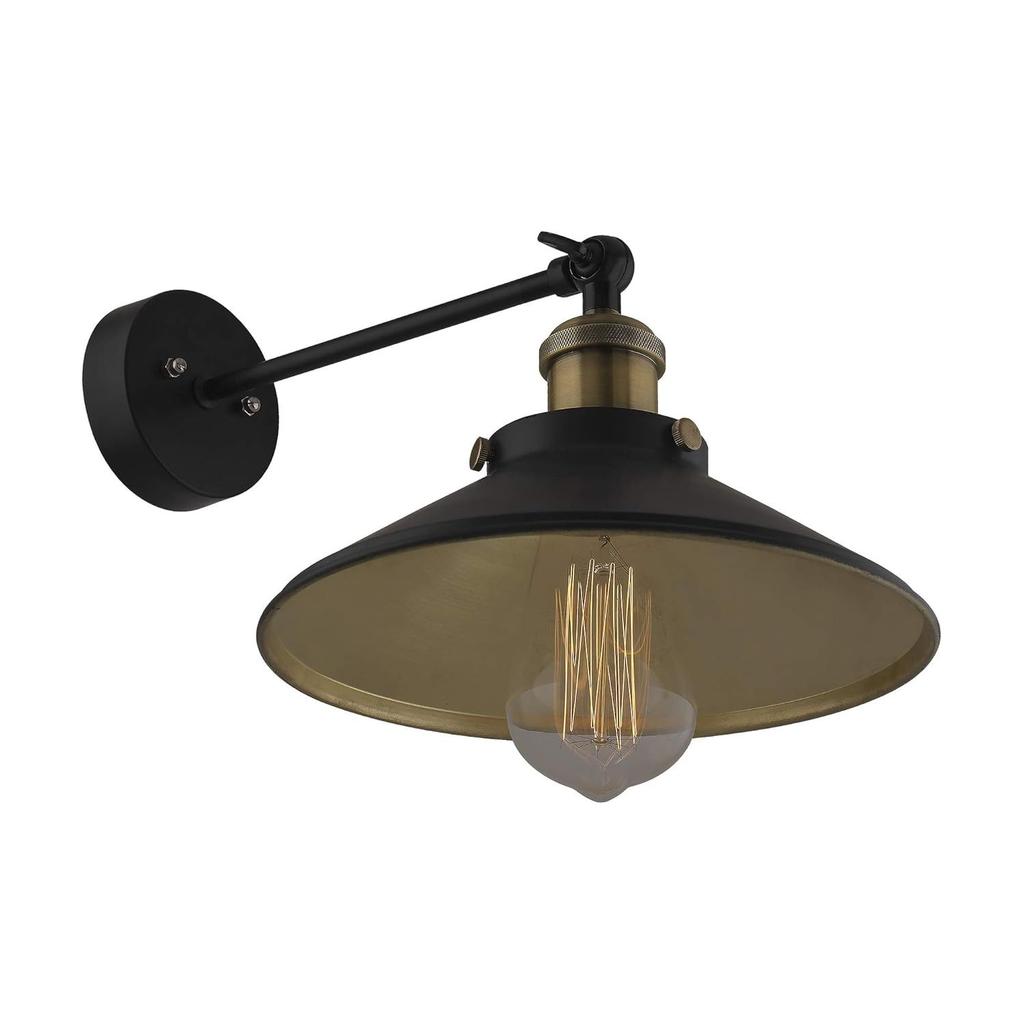 Nástěnné svítidlo Edison s kónickým stínidlem, Starožitné zlato Vintage Industriální Loft, Patice E27, Dekorativní, Nástěnné svítidlo s otočným ramenem