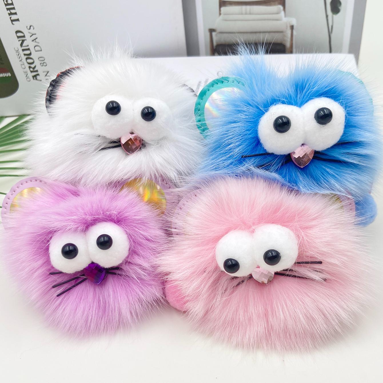 1 шт. новый пушистый помпон мяч сумка автомобиль кулон брелок для ключей милый подарок — фото 5