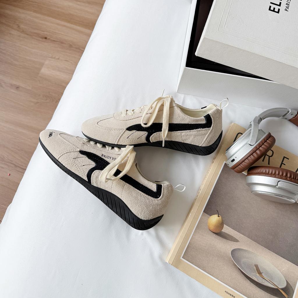 Lan Cabinet joint retro German training shoes women's 2025 summer new color matching lace-up racing shoes sports casual Forrest Gump shoes