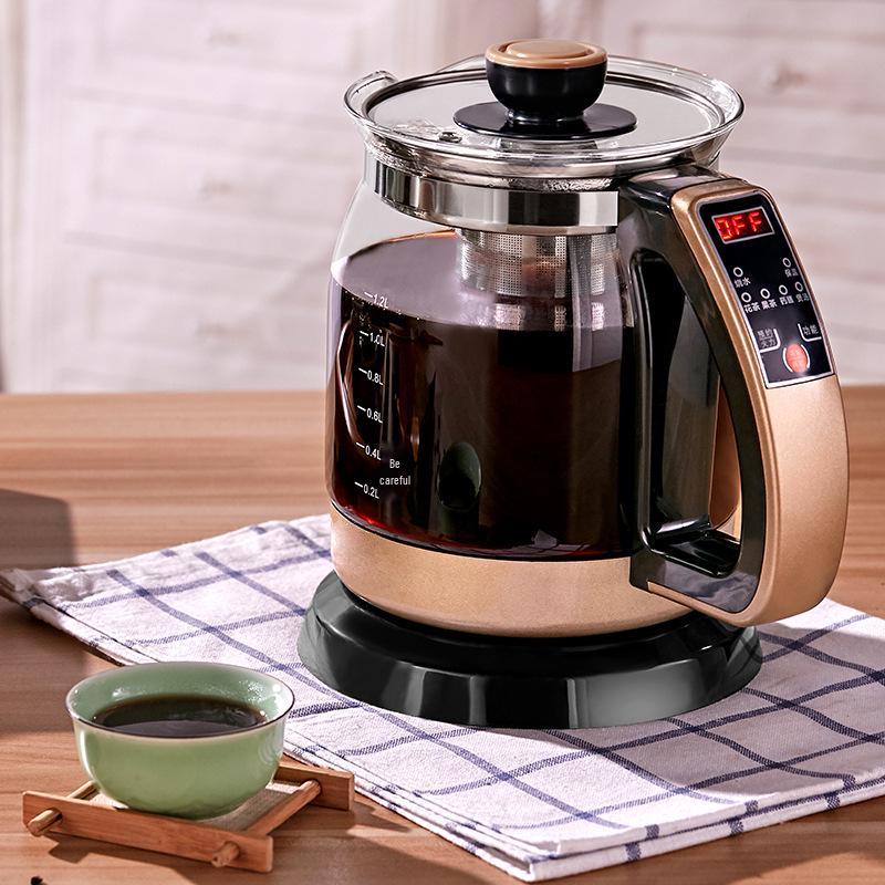 Korean Style Automatic Glass Kettle: Black & Flower Tea Maker, Multi-functional, Household. 1.2L