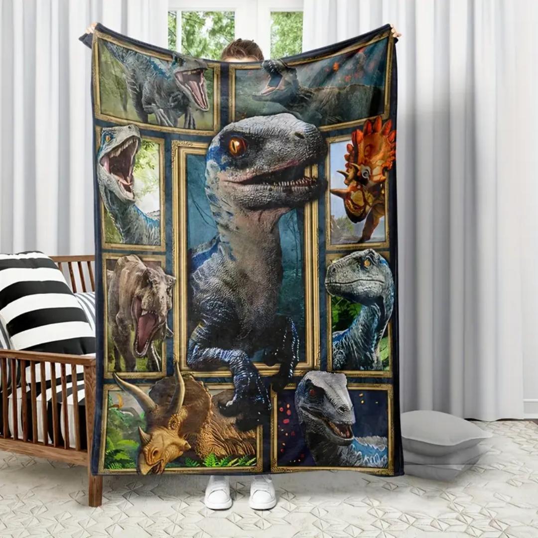 1pc Blankets Jurassic dinosaurs Printed Flannel Blanket Quality Soft Warm Throw Blanket Winter Kids Couch Bed Fluffy Bedspread 75x90cm