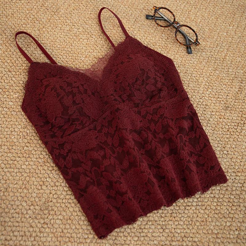 Fleece-Lined Lace Camisole with Chest Pad - Autumn/Winter Slimming Anti-Exposure Top
