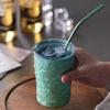 Stylish Pure Titanium Double-Wall Beer Mug Office Lightweight Travel Coffee Cup Car Portable Straw Insulated Cup Titanium Cup