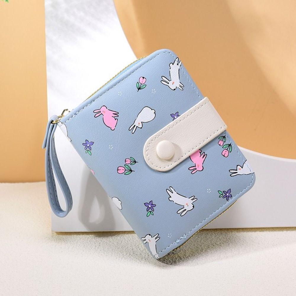 Multi-card Slot Rabbit Folding Wallet Lovely PU Leather Wallet Sweet Rabbit Purse Bag  Women