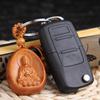 Lucky Jewelry Wood Carving Buckle Buddha Pendant Keychain Car Bag Keyring