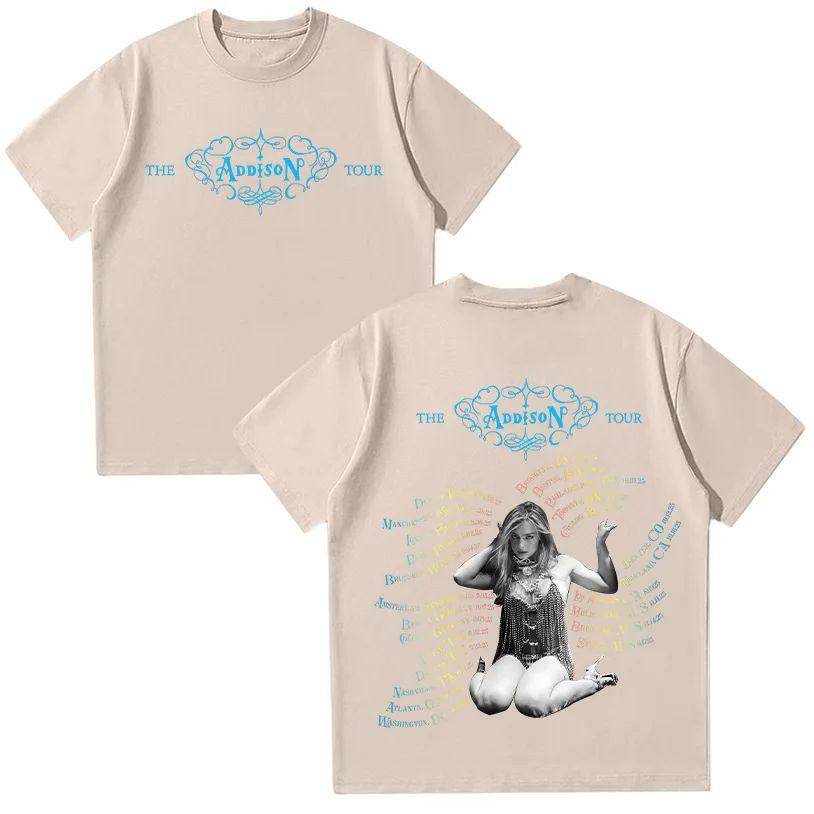 Vintage Y2k Tops The Addison Rae Tour 2025 T Shirt Addison Rae Album Merch TShirts Fashion Print Cotton Short Sleeve Unisex