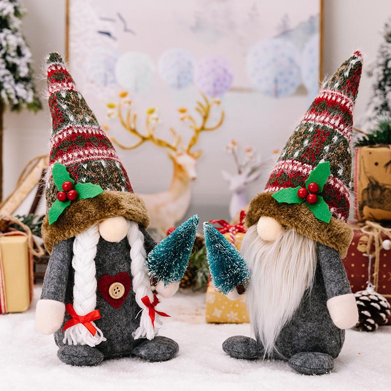 Rustic Charming Gnome Doll For Cozy Christmas Home Decor With Decorative Holiday Tree