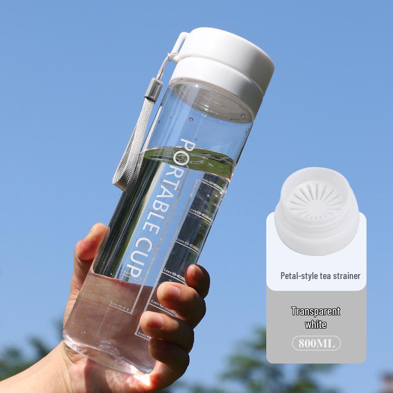 Large Capacity Frosted Sports Water Bottle with Tea Infuser and Lanyard - Customizable Outdoor Gift Cup