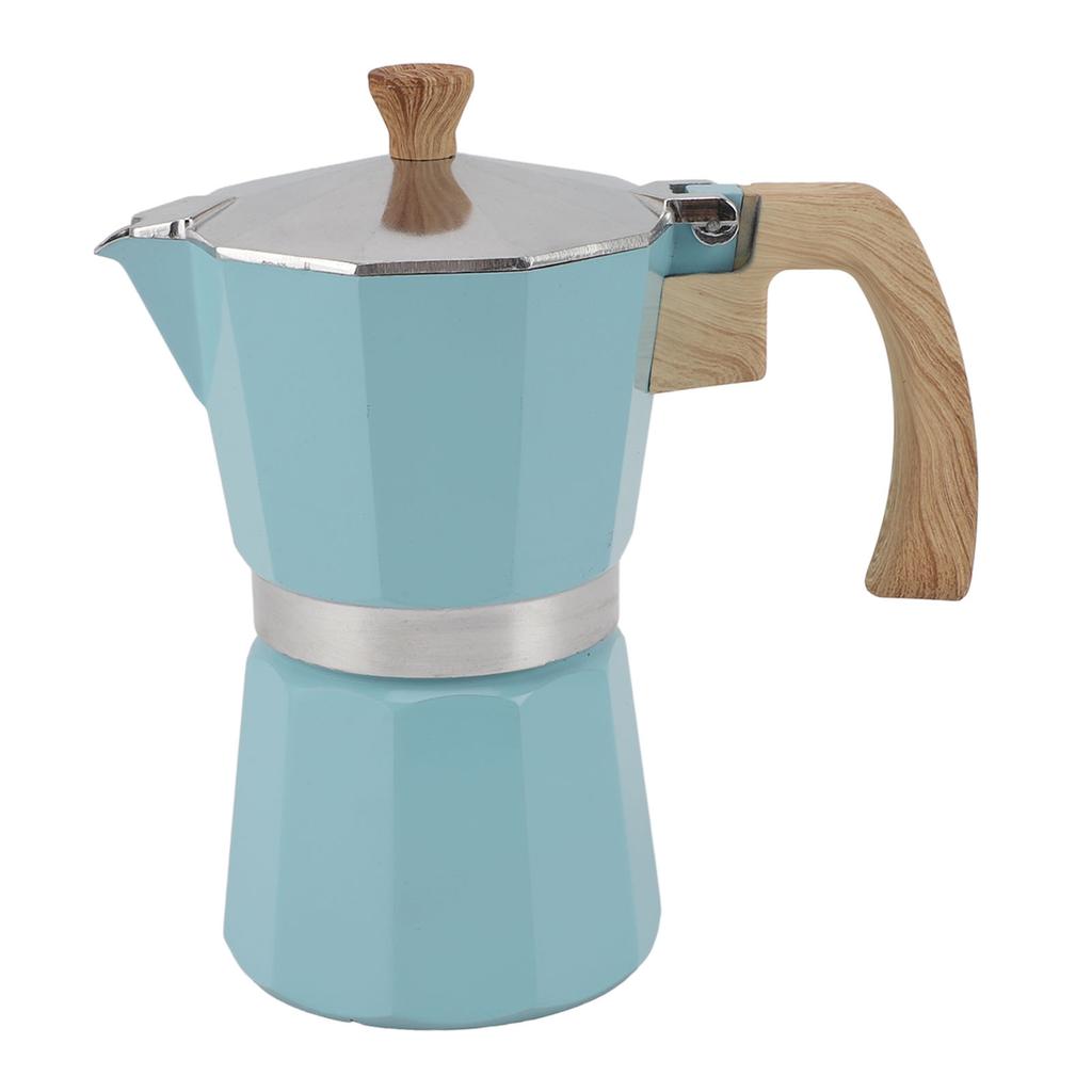 Moka Pot 300ml Easy Operation Preserves Flavors Classic Italian Mocha Pot for 6 Cups Blue