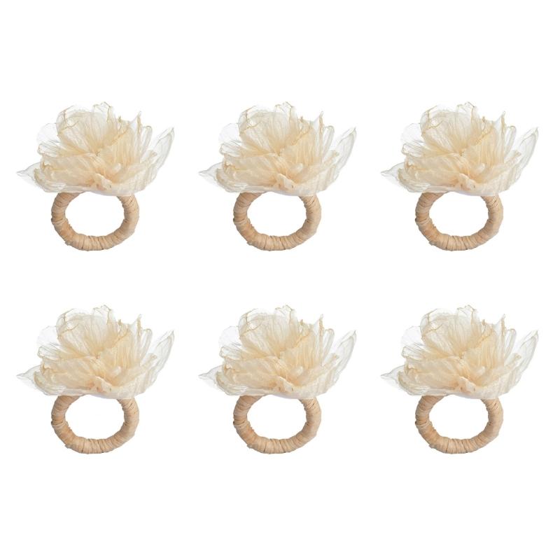 

Elegant Five Petal Meshes Napkin Rings Handcrafted With Soft Double Layer Tulle Perfect For Romance Dinner And Bridal Table Setting