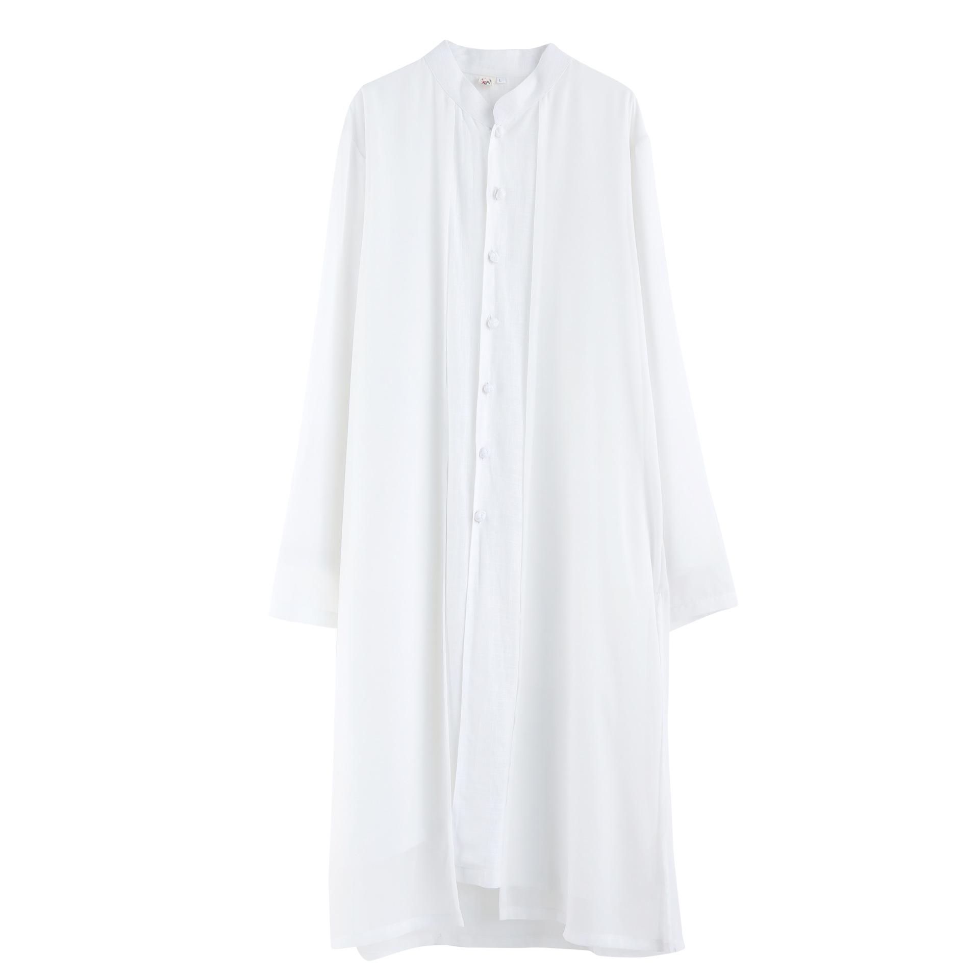 

Весна 2025 Мужская шифоновая рубашка в национальном стиле со стойкой XL белый