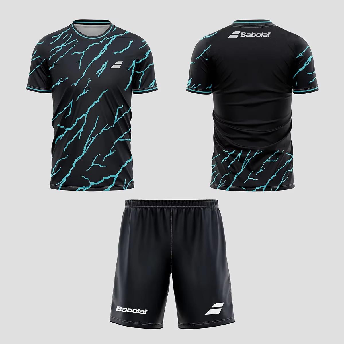 

2025 новый мужской летний комплект для тенниса из дышащей ткани, быстросохнущий свободный комплект для бадминтона, мужская футболка и шорты с короткими рукавами, легкий S