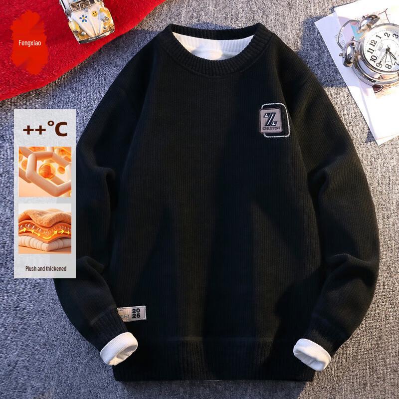 Men's Fleece Lined Thickened Pullover Sweatshirt
