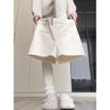 Black Woolen A-Line High Waist Korean Style Women's Bootcut Shorts for Autumn/Winter
