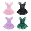 Sparkly Mesh Leotard for Girls Ballet Dance Comfortable Cotton Dress for Stage Performances and Gymnastics Recitals
