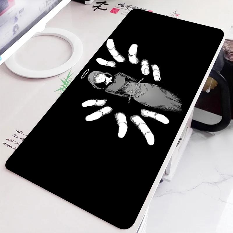 Black and White Anime Girl Table Mat Large Mouse Pad Office Keyboard Edge Locking Desk Mat Gaming Accessories Nonslip Mousepad