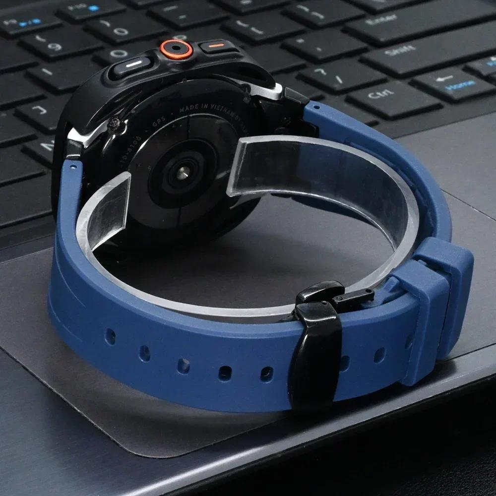 Luxury Silicone Strap+Plastic Case for Samsung Galaxy 7 6 44mm 40mm Sport Men Band for GALAXY Watch 7 6 Change To Ultra Bracelet