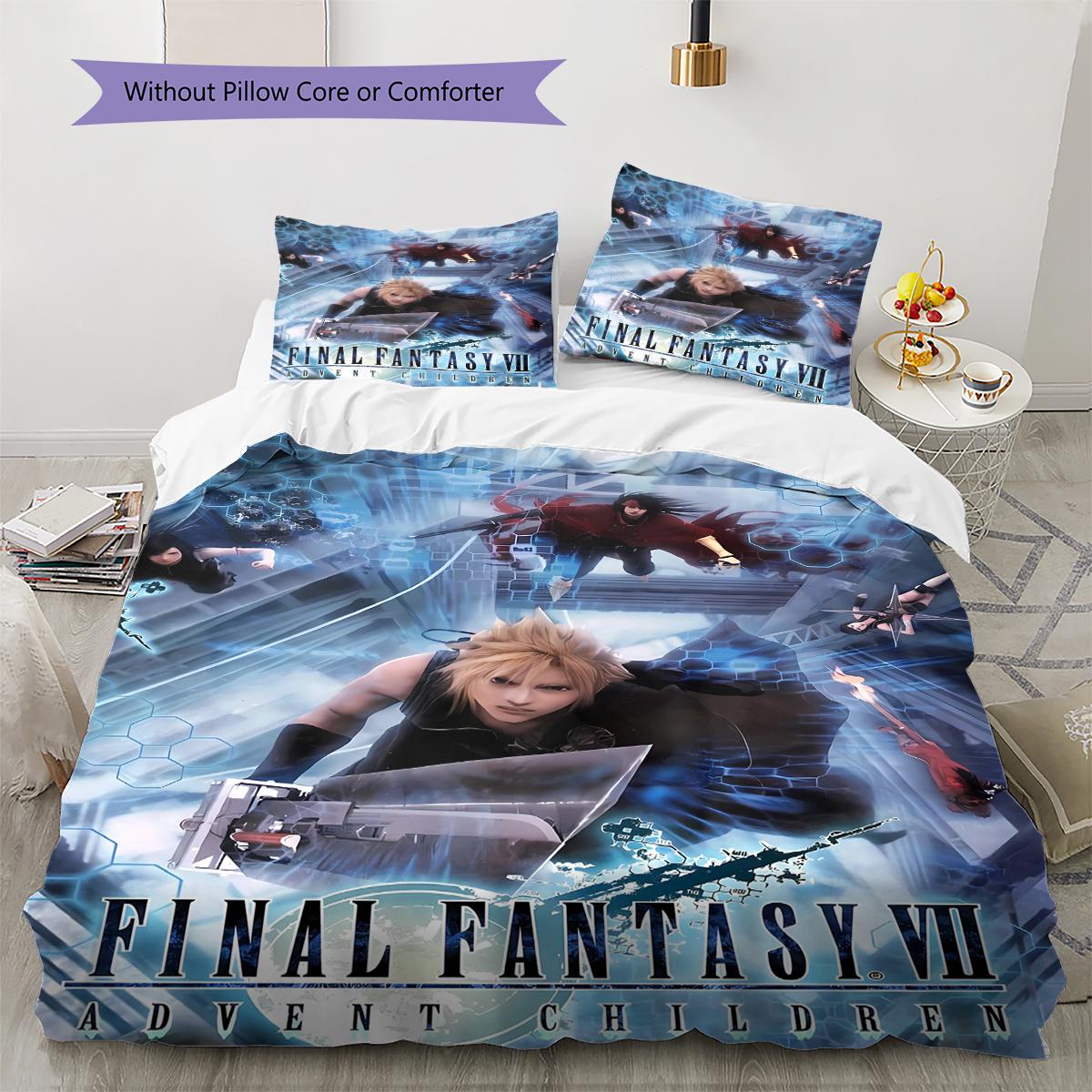 

Final Fantasy Pattern Bedding Quilt Set Quilt Cover Pillowcase Home Decoration Gift (1 * duvet cover + 2 * pillowcase, without core) 200x200cm