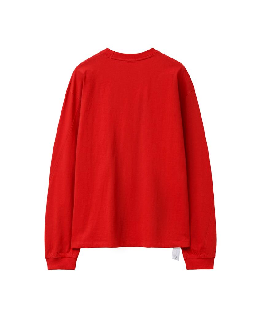 Yuche Preta Forte Sq Slant Long Sleeve Tee Scarlet Red