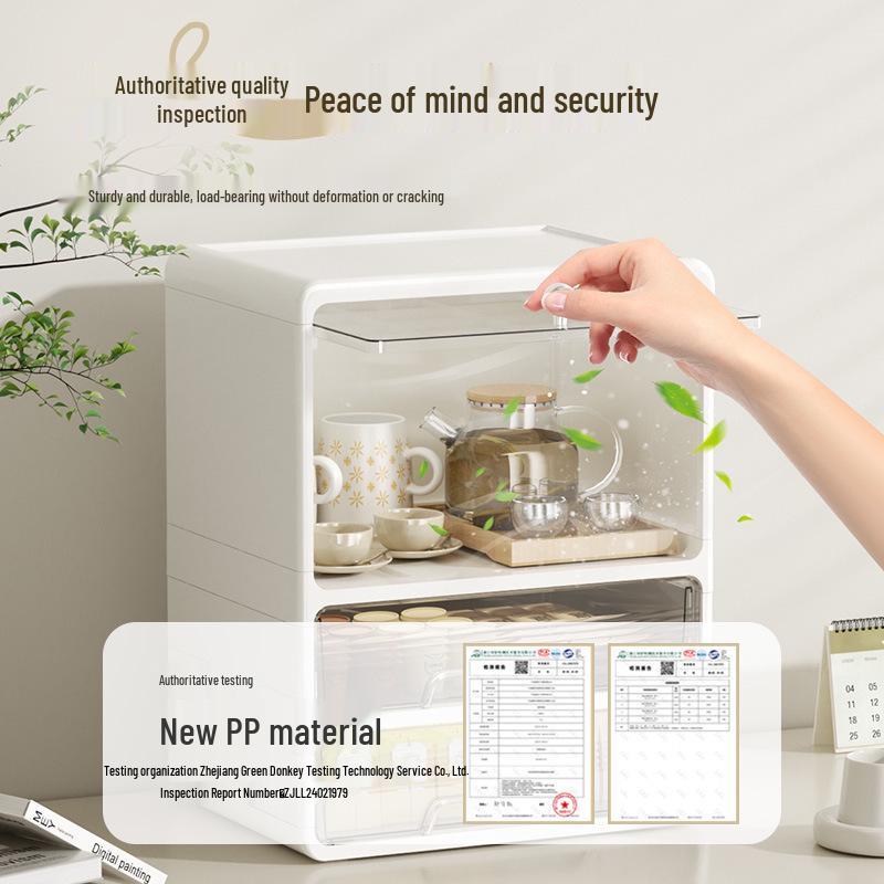 Multi-layer Dustproof Cup Holder & Storage Rack for Living Room