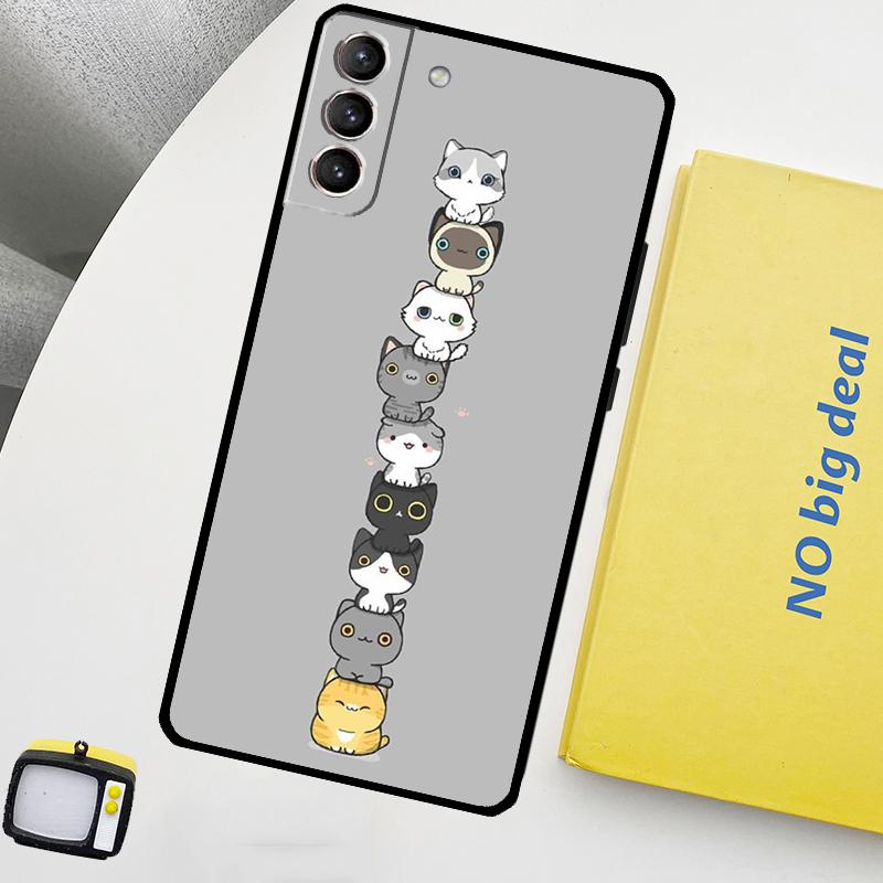 Funny cute cats Phone Case For Samsung Galaxy S25 Ultra S20 S21 S22 S23 Plus S9 S10 S25 FE S24 Ultra Cover